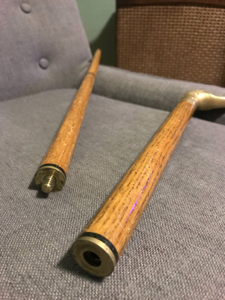 Vintage 3 - Piece Brass Duck Head Handle Wooden Cane